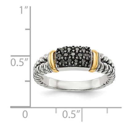 14K/silver Bicolor Shey Couture Sterlingsilber mit 14K Akzente Antikisiert Schwarz Diamant Ring