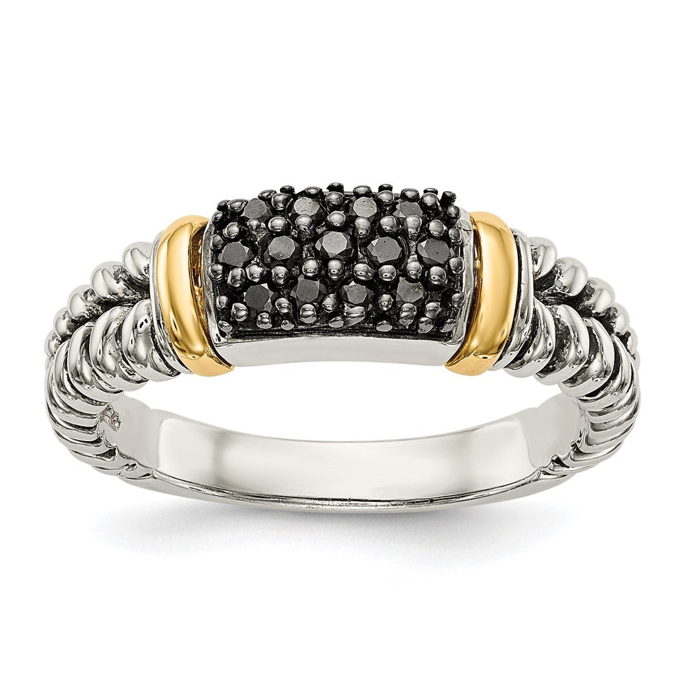 14K/silver Bicolor Shey Couture Sterlingsilber mit 14K Akzente Antikisiert Schwarz Diamant Ring