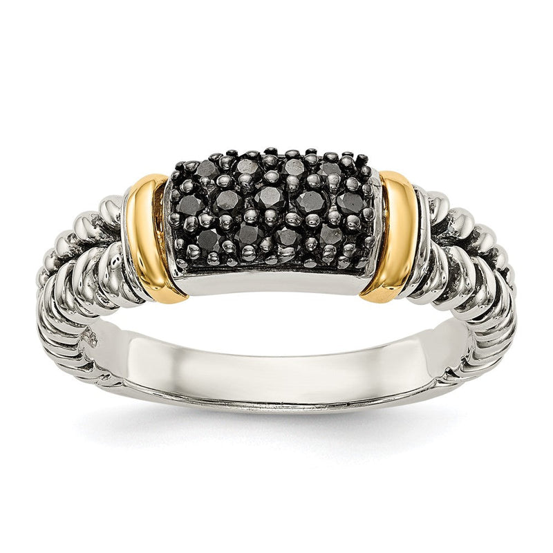 14K/silver Bicolor Shey Couture Sterlingsilber mit 14K Akzente Antikisiert Schwarz Diamant Ring