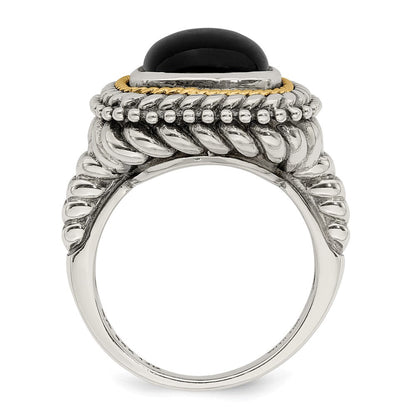 14K/silver Bicolor Shey Couture Sterlingsilber mit 14K Akzente Antikisiert Cabochon Schwarz Onyx Ring