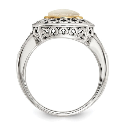 14K/silver Bicolor Shey Couture Sterlingsilber mit 14K Akzente Antikisiert Perlmutt Ring