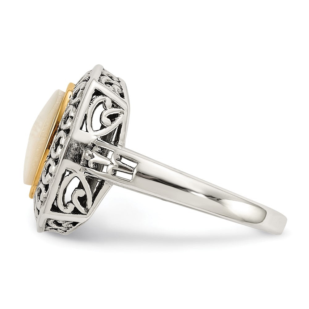 14K/silver Bicolor Shey Couture Sterlingsilber mit 14K Akzente Antikisiert Perlmutt Ring