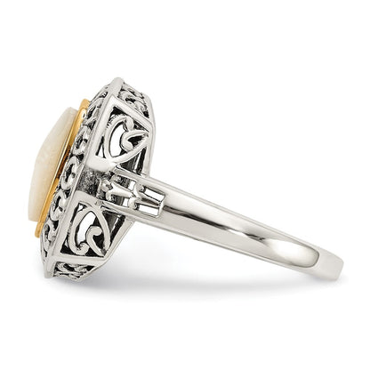 14K/silver Bicolor Shey Couture Sterlingsilber mit 14K Akzente Antikisiert Perlmutt Ring