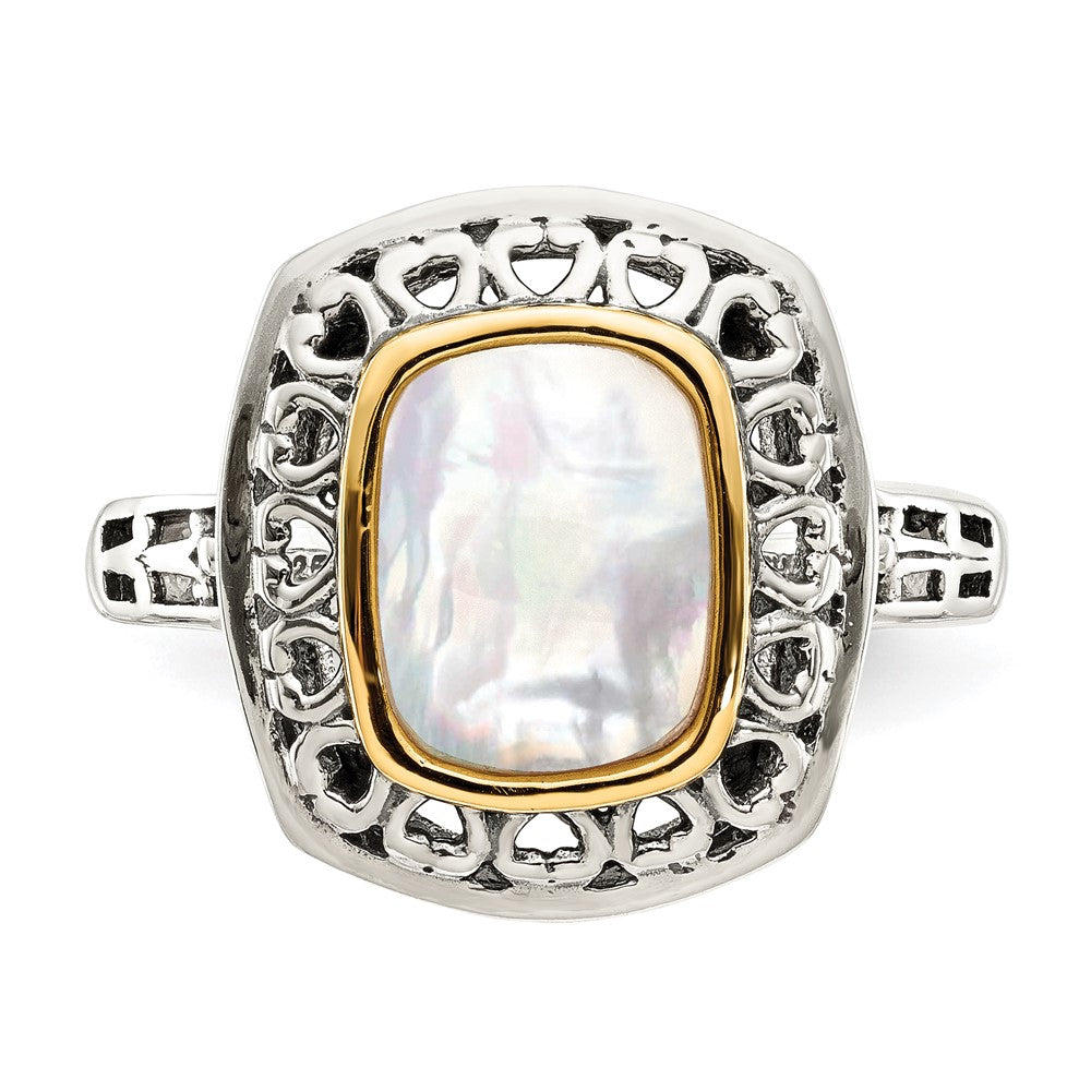 14K/silver Bicolor Shey Couture Sterlingsilber mit 14K Akzente Antikisiert Perlmutt Ring