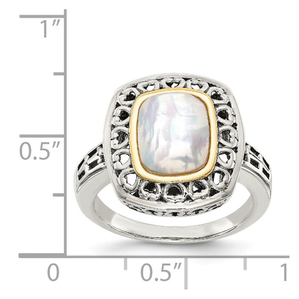 14K/silver Bicolor Shey Couture Sterlingsilber mit 14K Akzente Antikisiert Perlmutt Ring