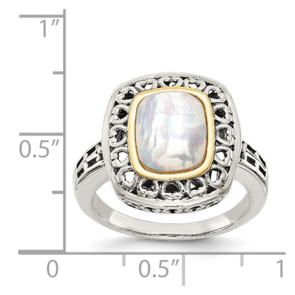14K/silver Bicolor Shey Couture Sterlingsilber mit 14K Akzente Antikisiert Perlmutt Ring