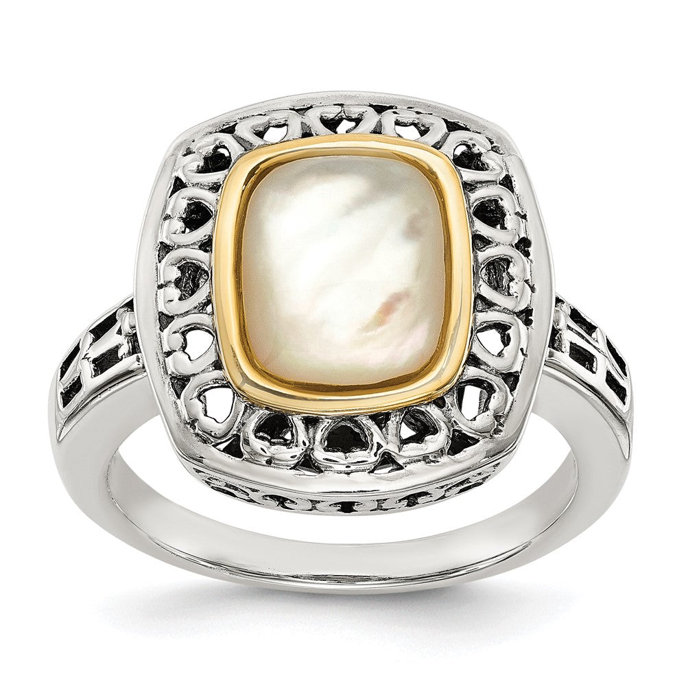 14K/silver Bicolor Shey Couture Sterlingsilber mit 14K Akzente Antikisiert Perlmutt Ring