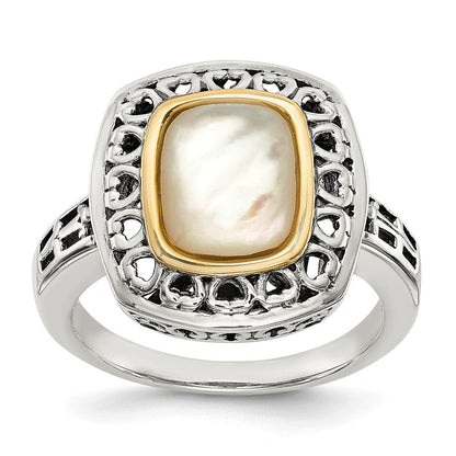 14K/silver Bicolor Shey Couture Sterlingsilber mit 14K Akzente Antikisiert Perlmutt Ring