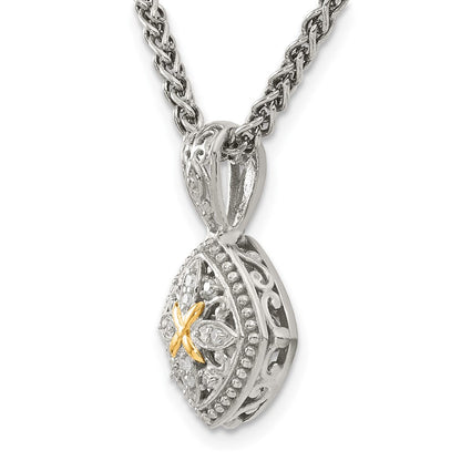 14K/silver Bicolor Shey Couture Sterlingsilber mit 14K Akzente 18 Zoll Diamant Halskette