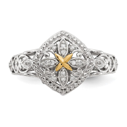 14K/silver Bicolor Shey Couture Sterlingsilber Rhodiniert mit 14K Akzente Diamant Ring