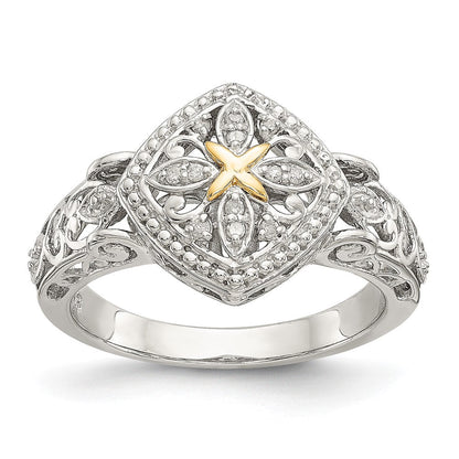 14K/silver Bicolor Shey Couture Sterlingsilber Rhodiniert mit 14K Akzente Diamant Ring