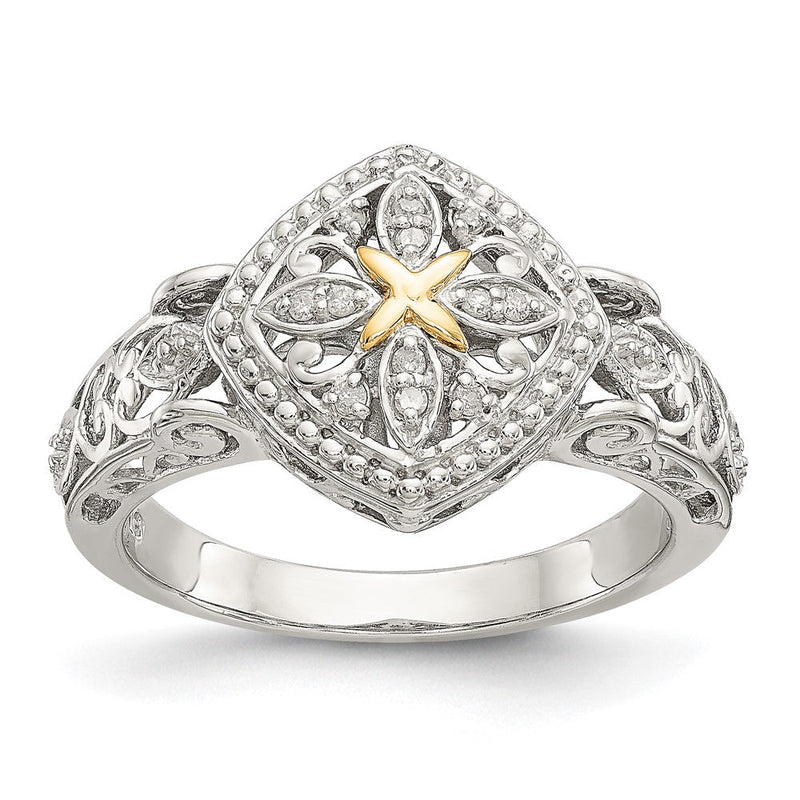 14K/silver Bicolor Shey Couture Sterlingsilber Rhodiniert mit 14K Akzente Diamant Ring