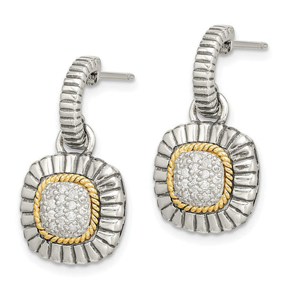 Sterlingsilber Antikisiert mit 14K/silver Bicolor Diamant Hängend Ohrstecker