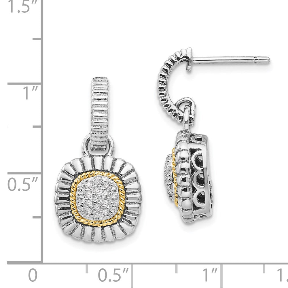 Sterlingsilber Antikisiert mit 14K/silver Bicolor Diamant Hängend Ohrstecker