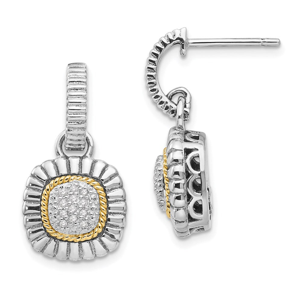 Sterlingsilber Antikisiert mit 14K/silver Bicolor Diamant Hängend Ohrstecker