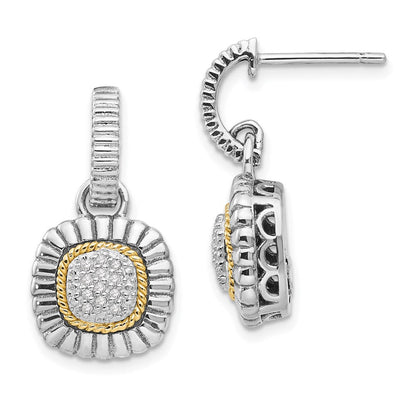 Sterlingsilber Antikisiert mit 14K/silver Bicolor Diamant Hängend Ohrstecker