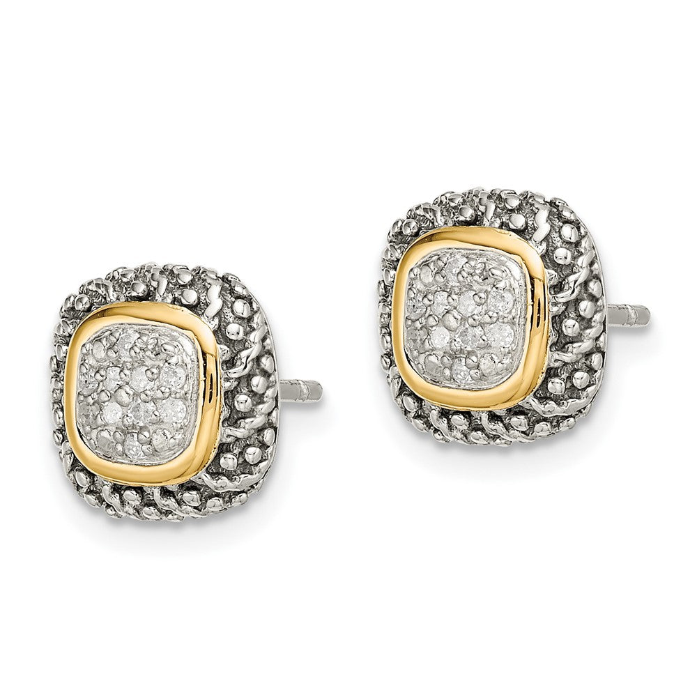 14K/silver Bicolor Shey Couture Sterlingsilber mit 14K Akzente Antikisiert Diamant Ohrstecker