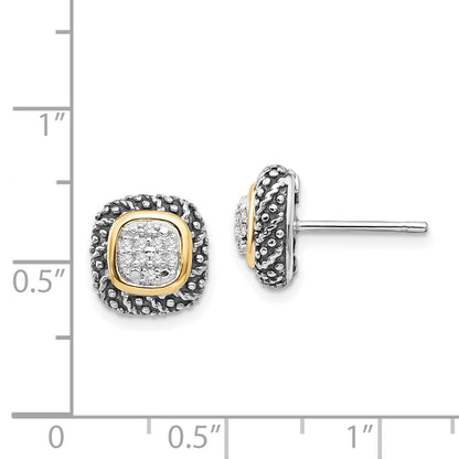 14K/silver Bicolor Shey Couture Sterlingsilber mit 14K Akzente Antikisiert Diamant Ohrstecker