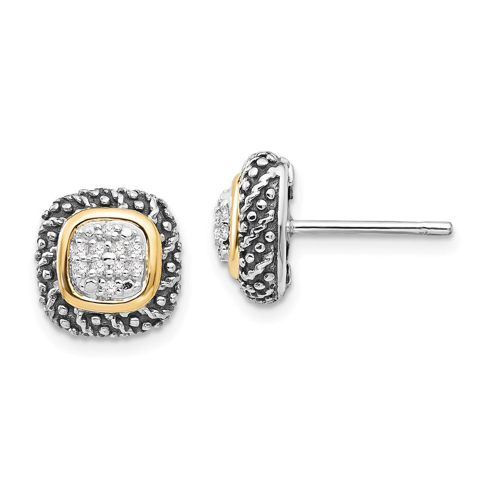 14K/silver Bicolor Shey Couture Sterlingsilber mit 14K Akzente Antikisiert Diamant Ohrstecker