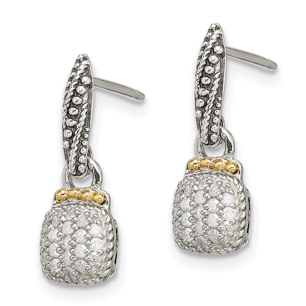 14K/silver Bicolor Shey Couture Sterlingsilber mit 14K Akzente Antikisiert Diamant Hängend Ohrstecker