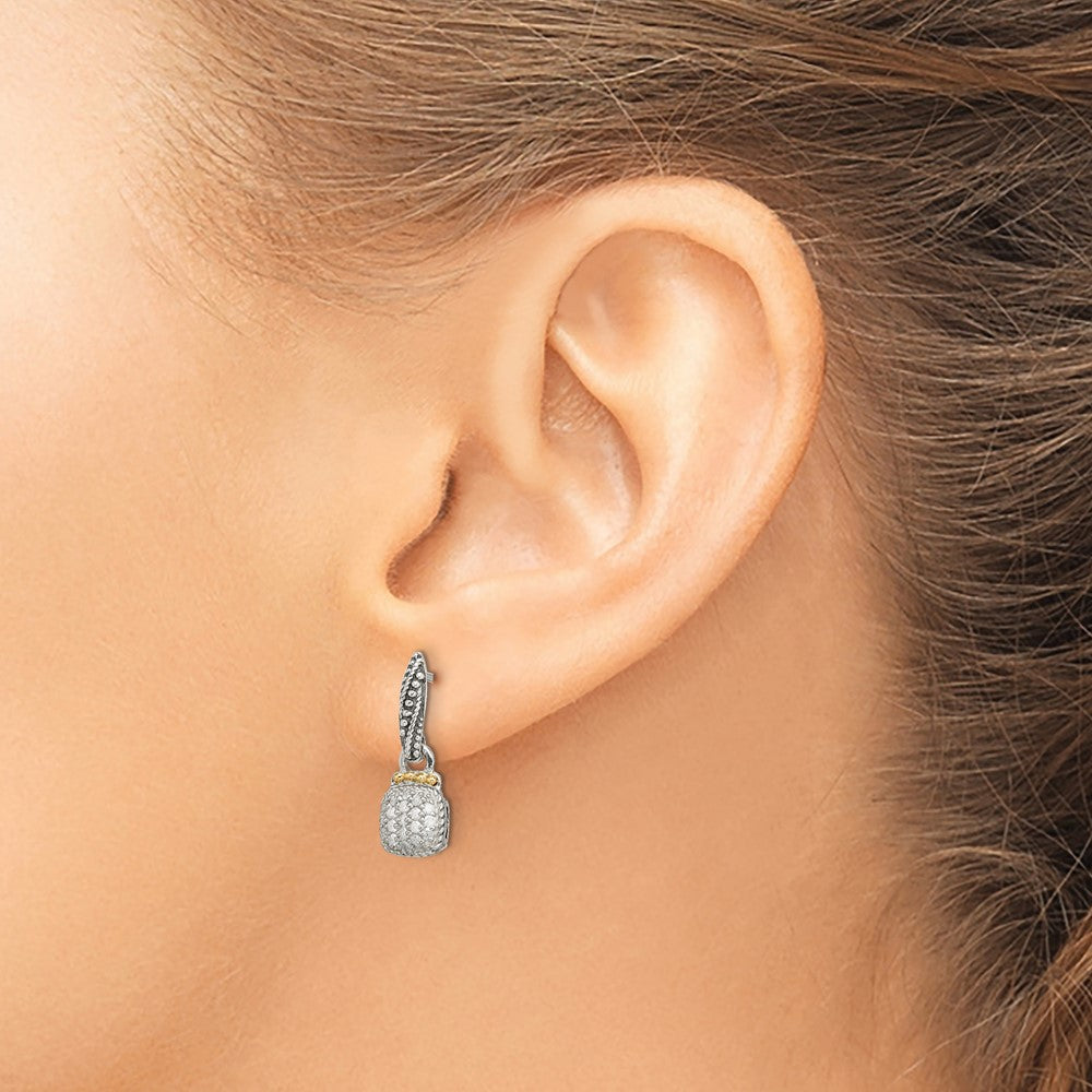 14K/silver Bicolor Shey Couture Sterlingsilber mit 14K Akzente Antikisiert Diamant Hängend Ohrstecker