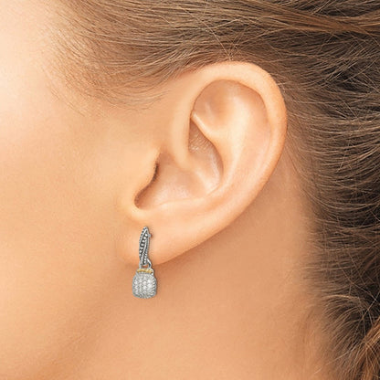 14K/silver Bicolor Shey Couture Sterlingsilber mit 14K Akzente Antikisiert Diamant Hängend Ohrstecker