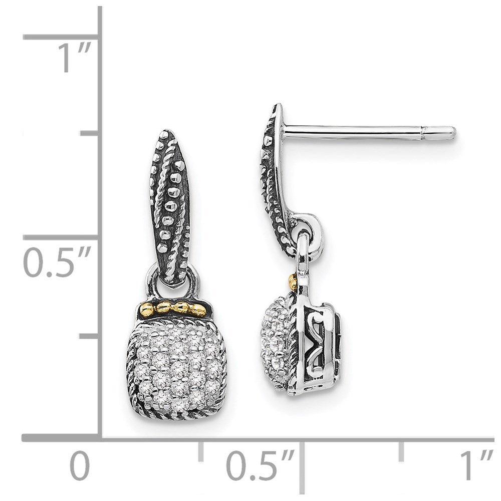 14K/silver Bicolor Shey Couture Sterlingsilber mit 14K Akzente Antikisiert Diamant Hängend Ohrstecker