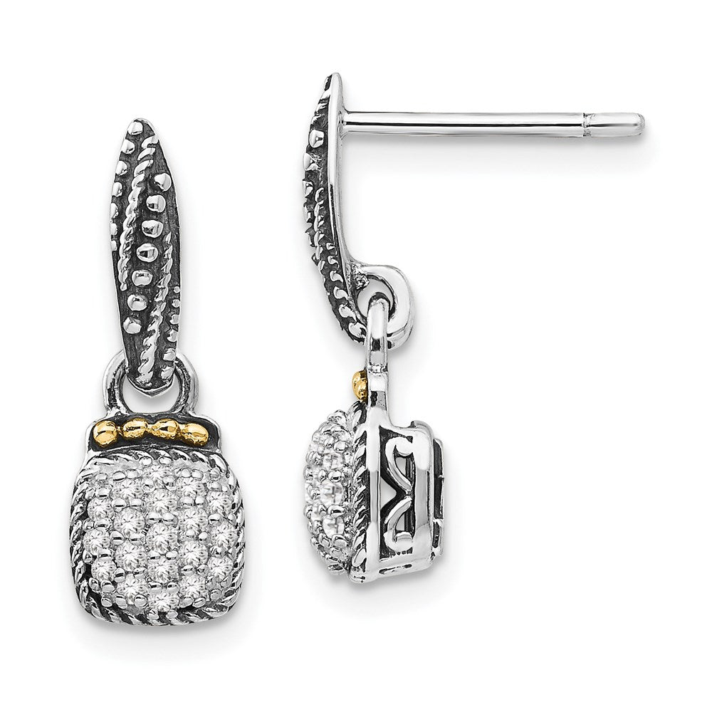 14K/silver Bicolor Shey Couture Sterlingsilber mit 14K Akzente Antikisiert Diamant Hängend Ohrstecker