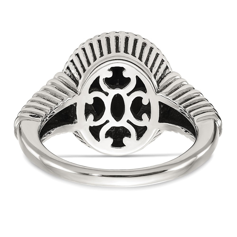14K/silver Bicolor Shey Couture Sterlingsilber mit 14K Akzente Antikisiert Schachbrett Schliff Schwarz Onyx Ring