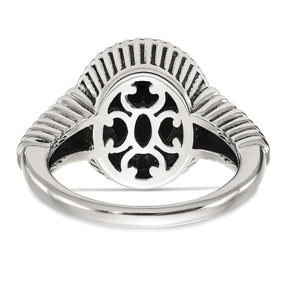 14K/silver Bicolor Shey Couture Sterlingsilber mit 14K Akzente Antikisiert Schachbrett Schliff Schwarz Onyx Ring