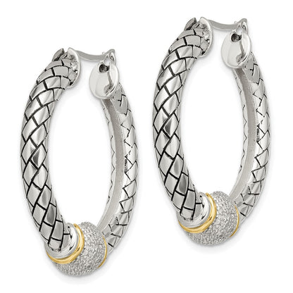 14K/silver Bicolor Shey Couture Sterlingsilber mit 14K Akzente Antikisiert Diamant Creolen