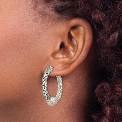 14K/silver Bicolor Shey Couture Sterlingsilber mit 14K Akzente Antikisiert Diamant Creolen