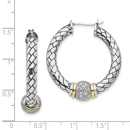 14K/silver Bicolor Shey Couture Sterlingsilber mit 14K Akzente Antikisiert Diamant Creolen
