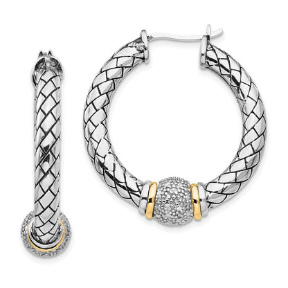 14K/silver Bicolor Shey Couture Sterlingsilber mit 14K Akzente Antikisiert Diamant Creolen