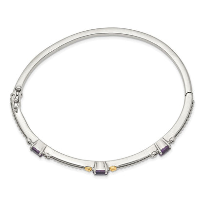 14K/silver Bicolor Shey Couture Sterlingsilber mit 14K Akzente Antikisiert Oval Amethyst Klappbar Armreif