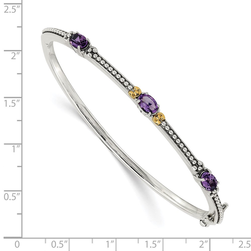 14K/silver Bicolor Shey Couture Sterlingsilber mit 14K Akzente Antikisiert Oval Amethyst Klappbar Armreif