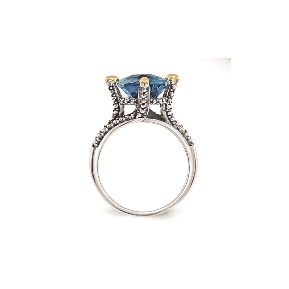 14K/silver Bicolor Sterlingsilber 14K Lt Schweizer Blautopas Ring (size 8 Nur)