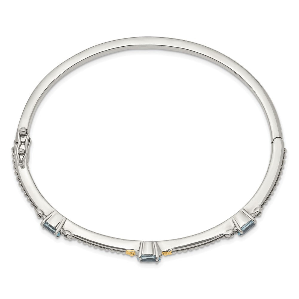 14K/silver Bicolor Shey Couture Sterlingsilber mit 14K Akzente Antikisiert Oval Himmel Blautopas Armreif