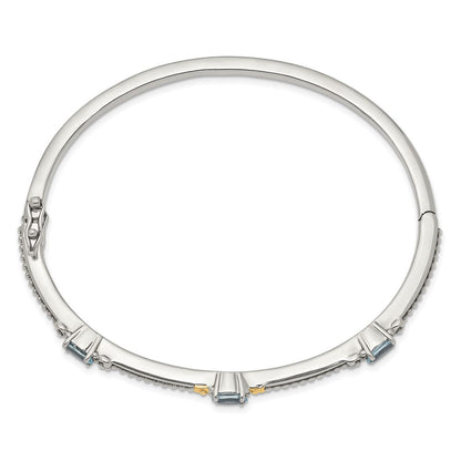 14K/silver Bicolor Shey Couture Sterlingsilber mit 14K Akzente Antikisiert Oval Himmel Blautopas Armreif
