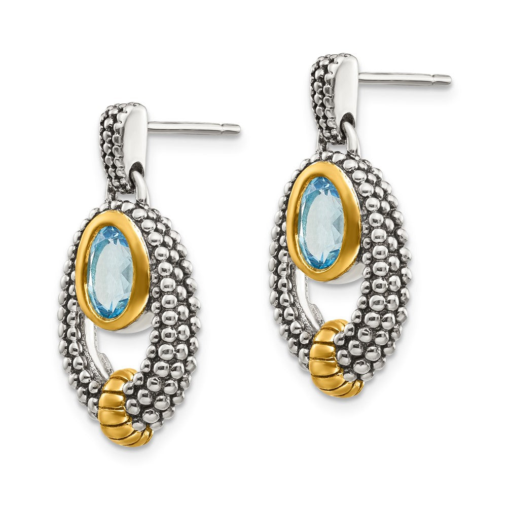 Ohrhänger aus Sterlingsilber mit Gold-Flash-Beschichtung und hellem Swiss-Blue-Topas