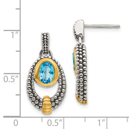 Ohrhänger aus Sterlingsilber mit Gold-Flash-Beschichtung und hellem Swiss-Blue-Topas