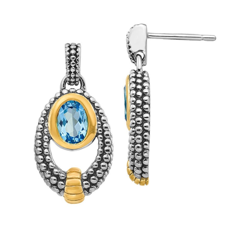 Ohrhänger aus Sterlingsilber mit Gold-Flash-Beschichtung und hellem Swiss-Blue-Topas