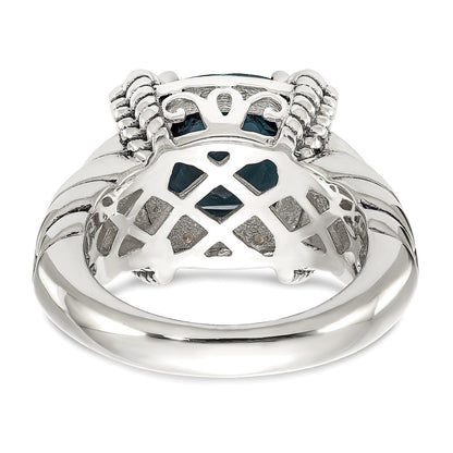 14K/silver Bicolor Shey Couture Sterlingsilber mit 14K Akzente Antikisiert London Blautopas und Diamant Ring