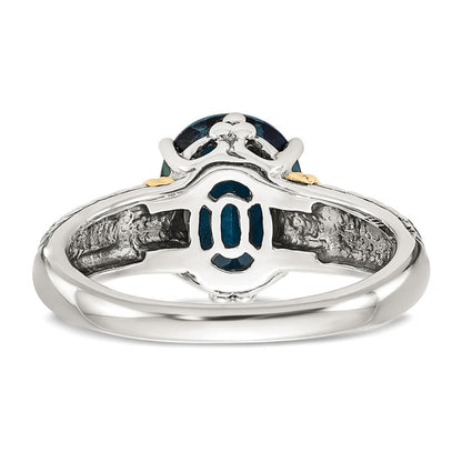 14K/silver Bicolor Shey Couture Sterlingsilber mit 14K Akzente Antikisiert Oval London Blautopas Ring