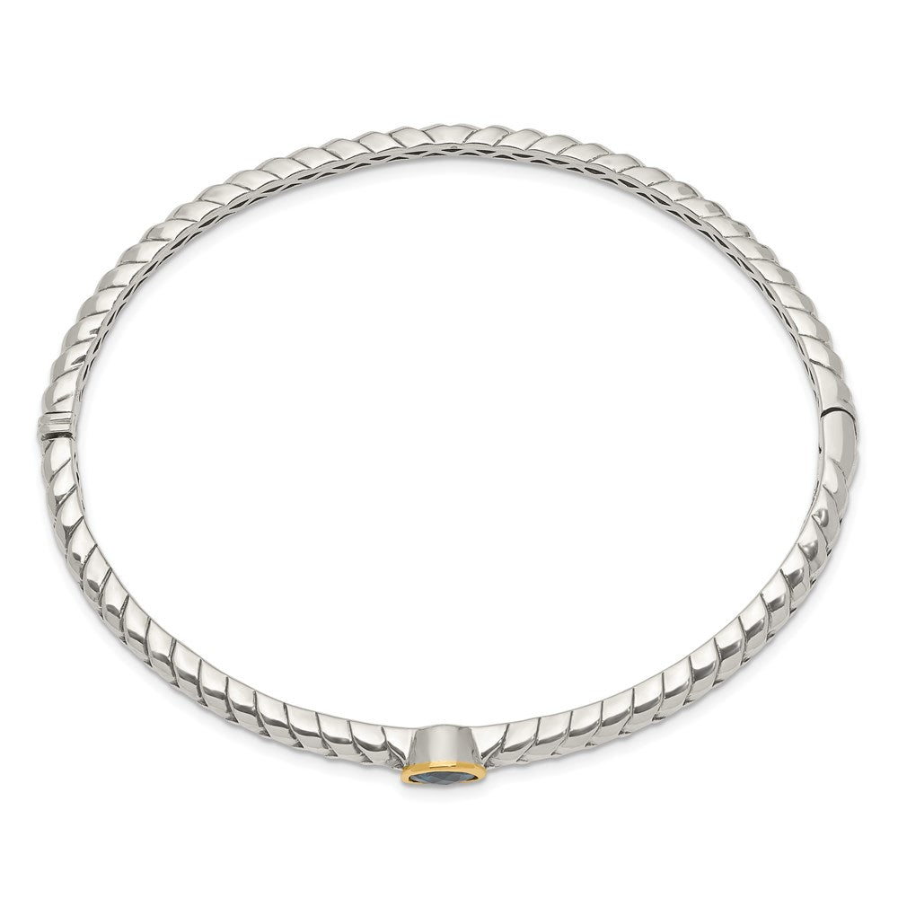 14K/silver Bicolor Shey Couture Sterlingsilber mit 14K Akzente London Blautopas Klappbar Armreif