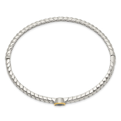 14K/silver Bicolor Shey Couture Sterlingsilber mit 14K Akzente London Blautopas Klappbar Armreif