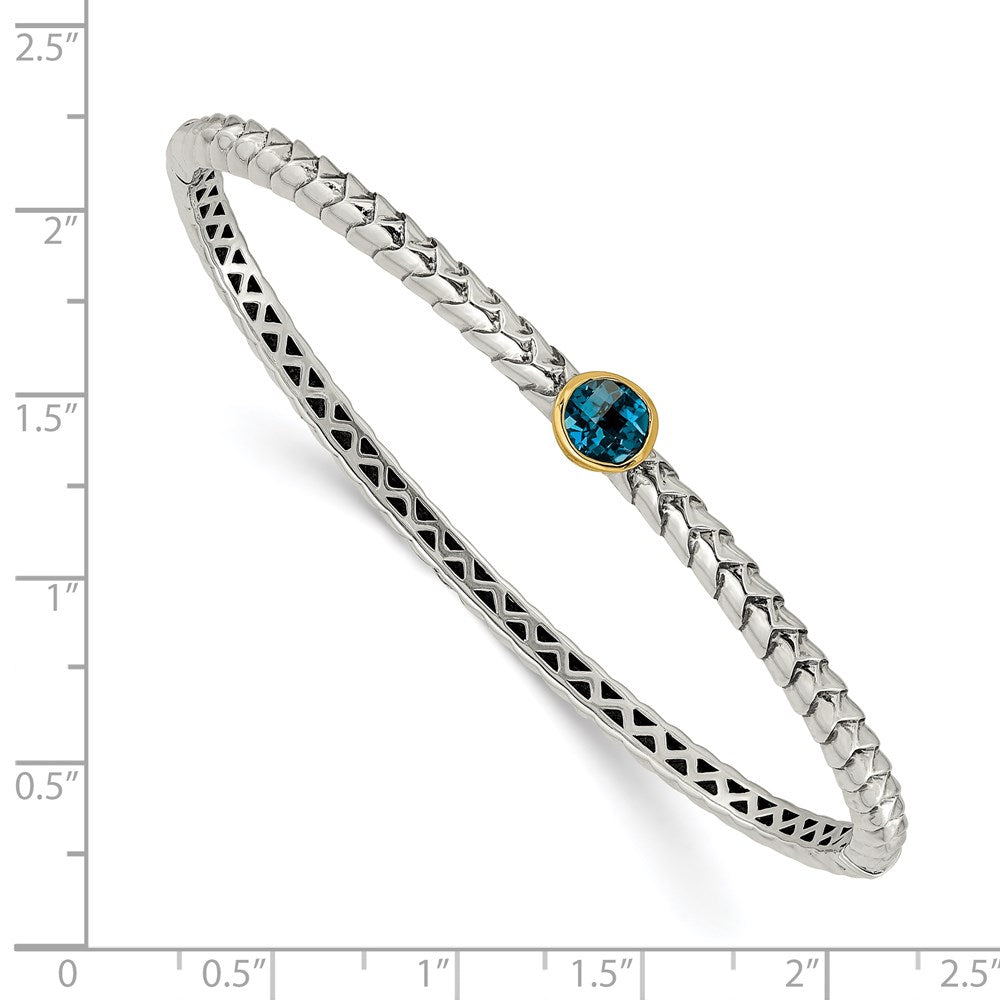 14K/silver Bicolor Shey Couture Sterlingsilber mit 14K Akzente London Blautopas Klappbar Armreif