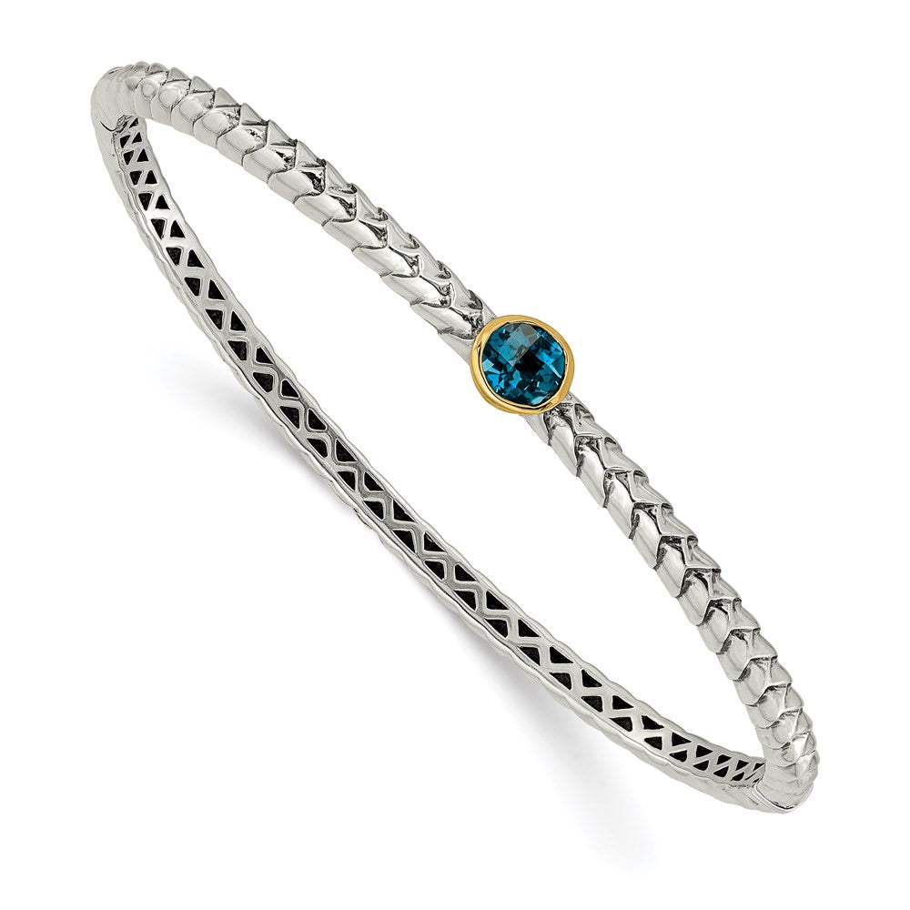 14K/silver Bicolor Shey Couture Sterlingsilber mit 14K Akzente London Blautopas Klappbar Armreif