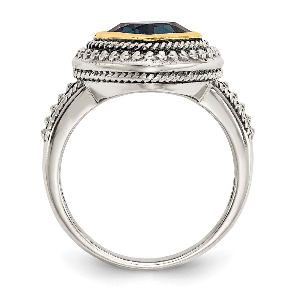 14K/silver Bicolor Shey Couture Sterlingsilber mit 14K Akzente Antikisiert London Blautopas Ring (size 8 Nur)