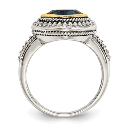 14K/silver Bicolor Shey Couture Sterlingsilber mit 14K Akzente Antikisiert London Blautopas Ring (size 8 Nur)
